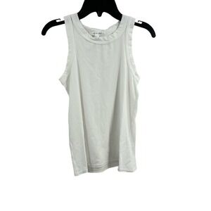 Ava + Esme White Ribbed Sleeveless Tee New Size Medium